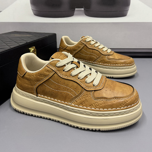 百搭潮鞋 加绒板鞋 男2025新款 大码 皮面运动休闲鞋 子男鞋 秋冬男士 鞋