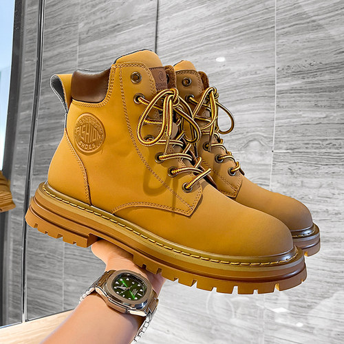 大码马丁靴男2024秋冬新款大黄靴