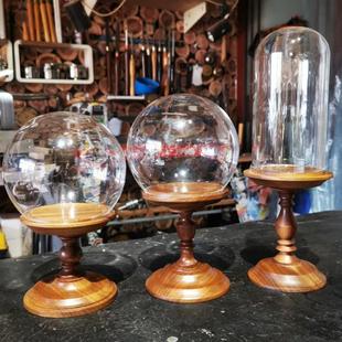 手工订制文玩标本手办欧式实木玻璃罩展示架摆件底座樱桃紫檀胡桃