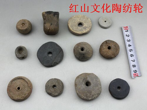 红山文化陶器陶纺轮史前教学标本