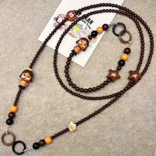 Crybaby哭娃正版 萌粒斜跨手机链串珠可背长挂绳泡泡玛特脖子挂件k