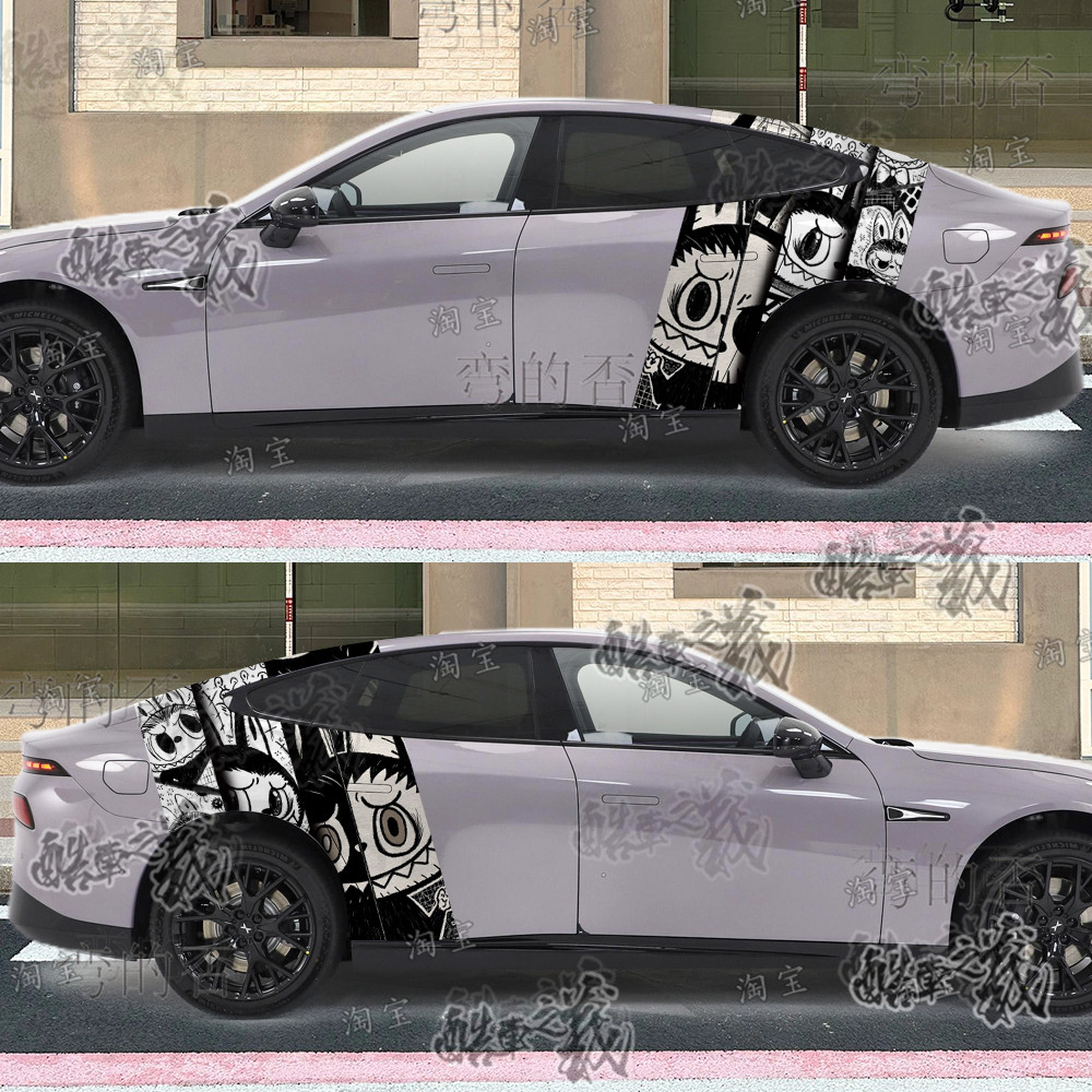 适用小鹏P7+拉布布车贴P5拉花G6卡通labubu装饰MONAM03汽车身贴纸