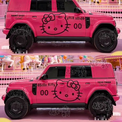 适用于奇瑞ICAR 03车贴拉花icarV23KT猫 坦克300Hellokitty卡通贴
