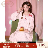 Gukoo 果壳睡裙mikko新款 春秋波点可爱女士家居服睡裙可外穿