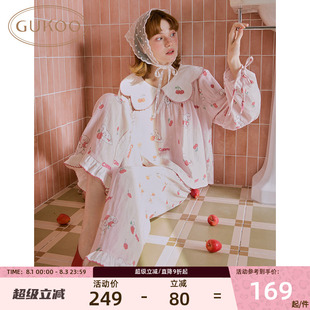 Gukoo/果壳26春新女睡衣mikko联名全棉纱卡通印花家居服套装外穿