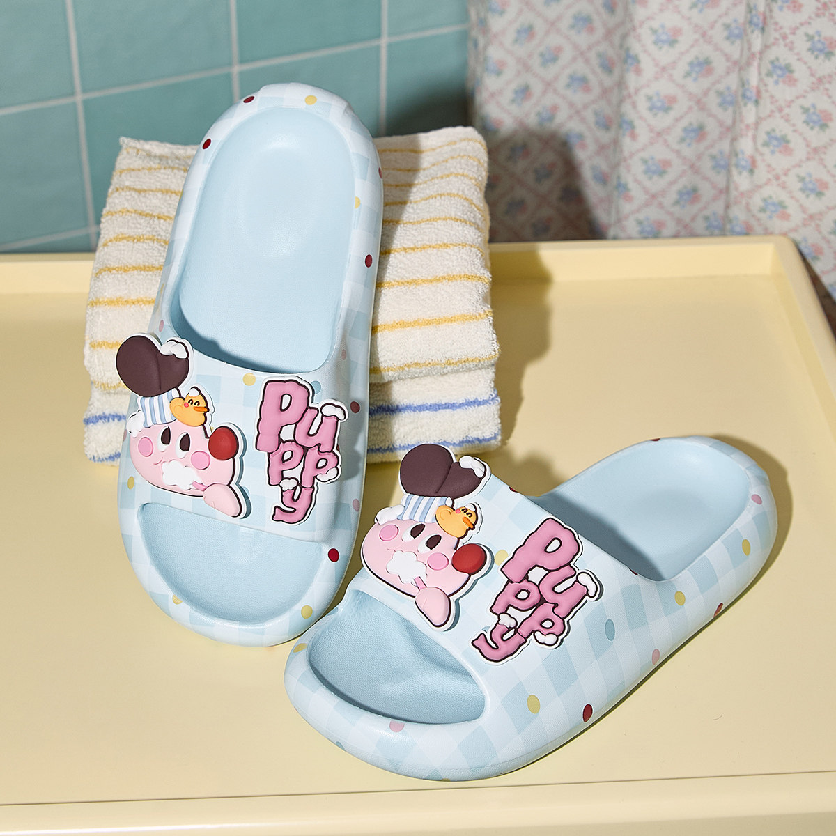 Gukoo/果壳原创ip轰轰小狗舒适夏浴室防滑拖鞋时尚外穿EVA底拖鞋,女鞋,一字拖,淘宝优惠券,粉丝福利购,淘宝优惠卷