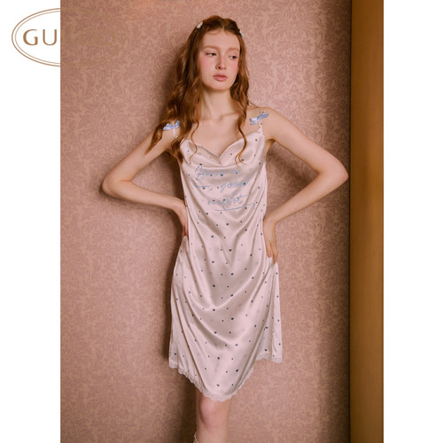 Gukoo/果壳夏季清新舒适吊带睡裙女春季宽松显瘦可外穿家居服睡裙
