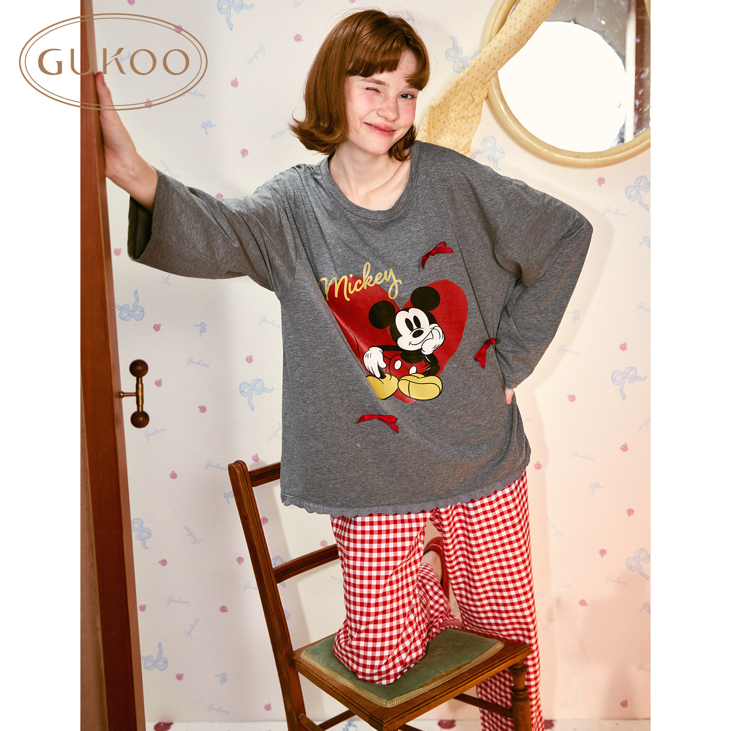 Gukoo/果壳睡衣女冬季新年红米奇卡通纯棉长袖家居服套装可爱风,女士内衣/男士内衣/家居服,睡衣/家居服套装,淘宝优惠券,粉丝福利购,淘宝优惠卷
