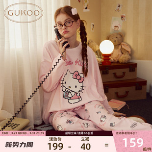 Gukoo 可外穿 果壳圆领睡衣春25年卡通舒适纯棉女家居服套装