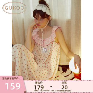 果壳睡裙夏HelloKitty联名碎花可爱全棉巴厘纱家居服 Gukoo