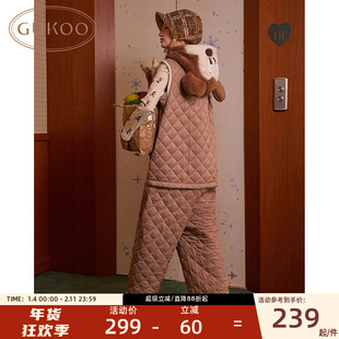 Gukoo/果壳睡衣女冬季夹棉保暖新款迪士尼联名女士家居服连体衣