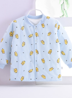 宝宝夹棉上衣薄棉袄婴幼儿童0123岁春秋冬表里纯棉保暖上衣