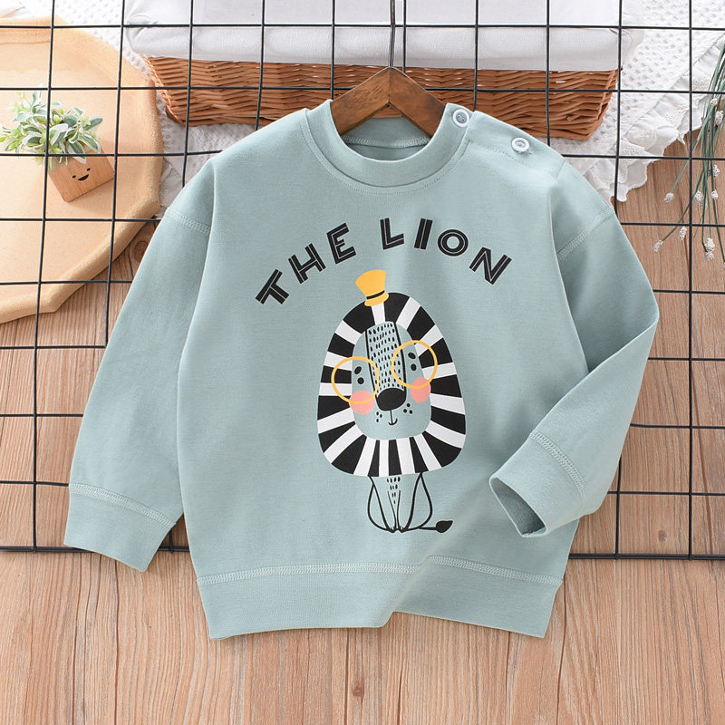 宝宝肩扣秋衣单件上衣纯棉a类100%全棉无骨缝制男童春秋薄款卫衣