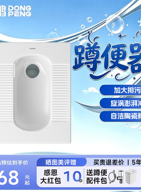 东鹏蹲坑式蹲便器水箱超薄蹲厕厕所家用卫生间便池陶瓷加大排污口