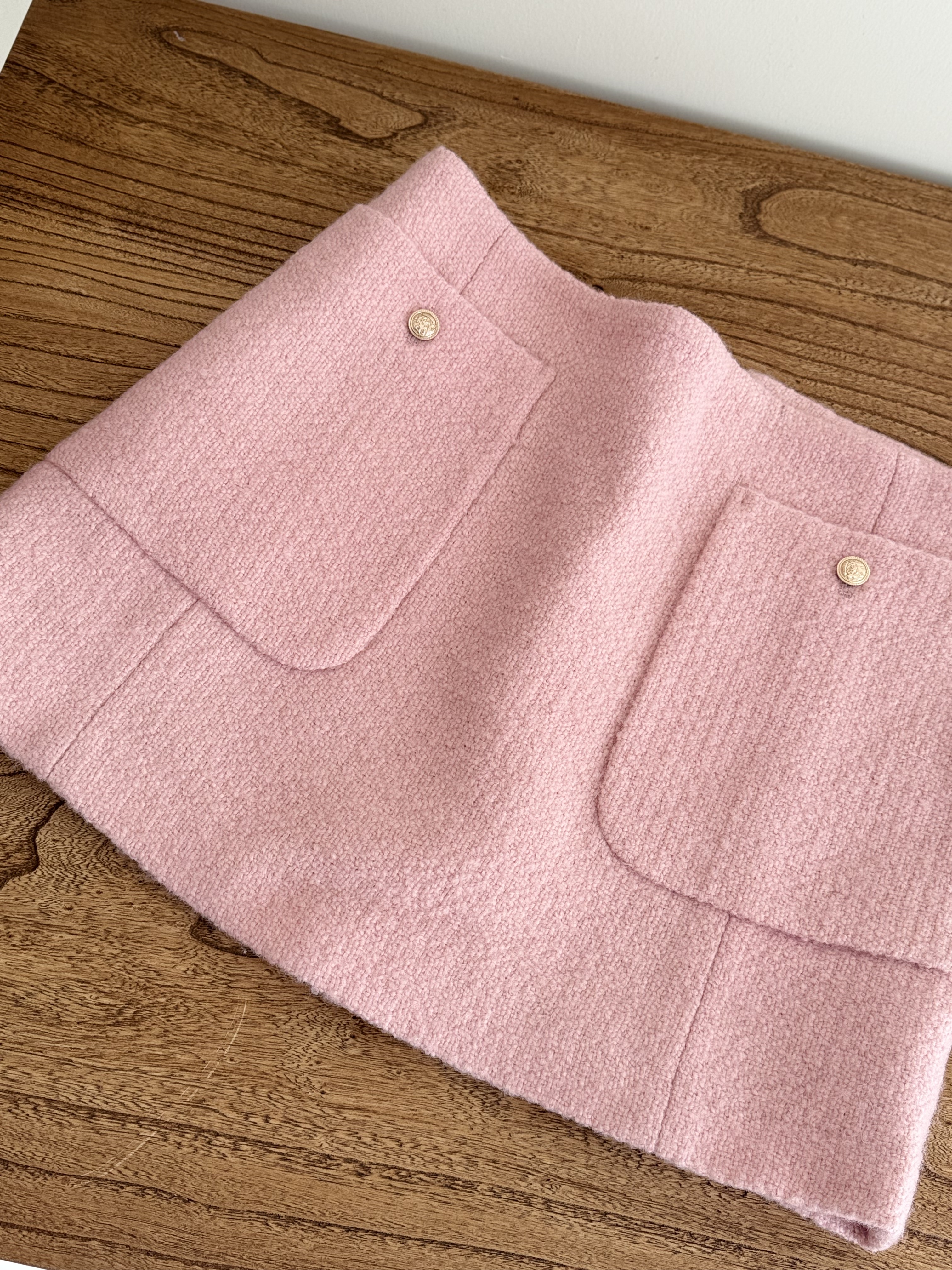 韩系秋冬新款粉色毛呢半身裙女高腰显瘦百搭A字裙包臀短裙子s码