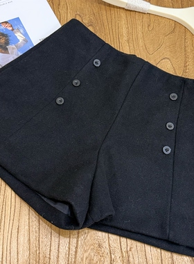 特价黑色短裤四季青韩版设计感高腰显瘦西装毛呢短裤百搭靴裤L码