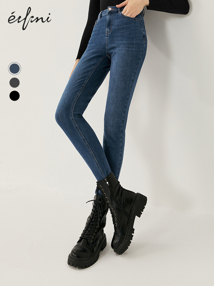 EVELY BLACK TIGHT BELLY AND HIP JEANS WOMENS AUTUMN STRETCH SKINNY SMALL FEET PANTS PENCIL PANTS