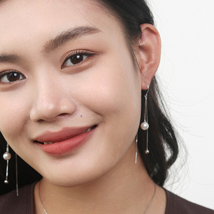 Moment 袅袅婷婷 珍珠流苏纯银长款耳线耳饰耳环耳坠高级感轻奢女