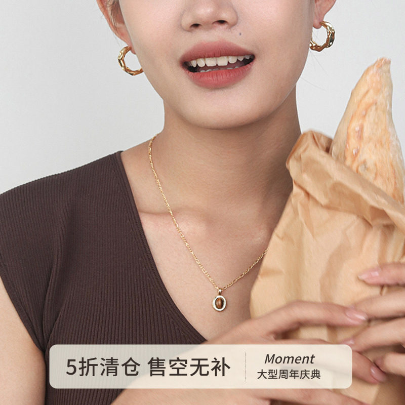 Moment 美拉德风虎眼石项链锁骨链饰品配饰轻奢小众女款秋冬装饰