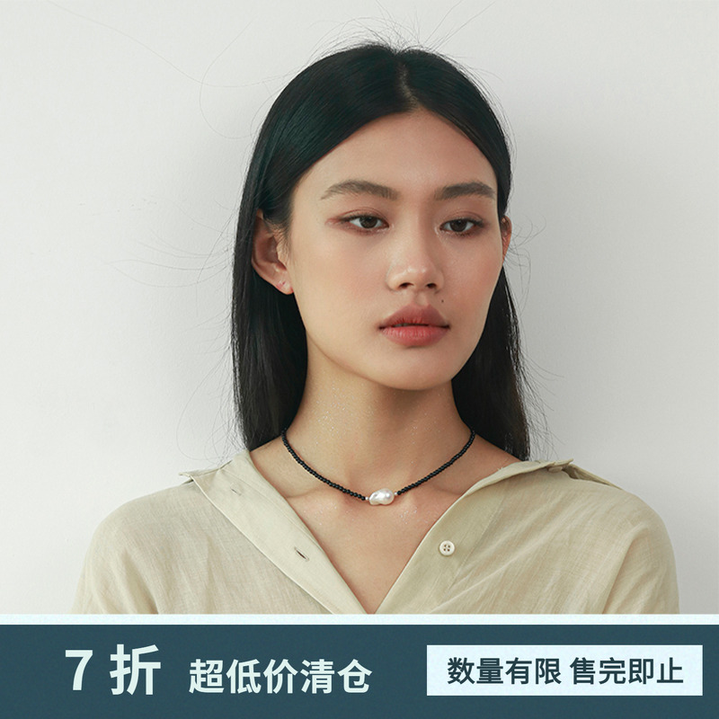 天然巴洛克珍珠黑玛瑙项链