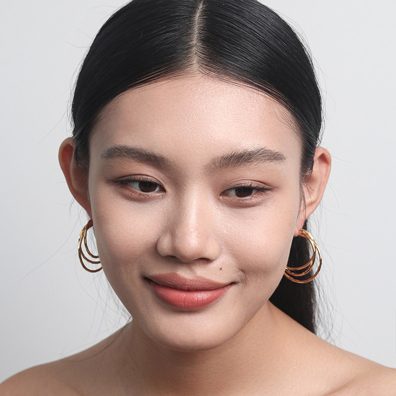 莫妮卡时髦夸张三层圆圈耳环耳饰