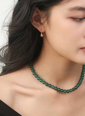 新中式7A级天然绿玉髓串珠项链