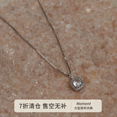 Moment 单颗钻石吊坠纯银项链锁骨链颈链饰品配饰毛衣链轻奢小众