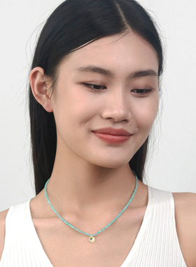 绿色天然石串珠项链锁骨链