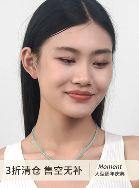 绿色天然石串珠项链锁骨链