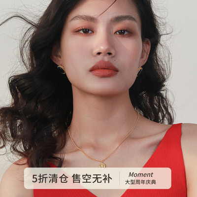 罗马硬币925纯银项链锁骨链法式