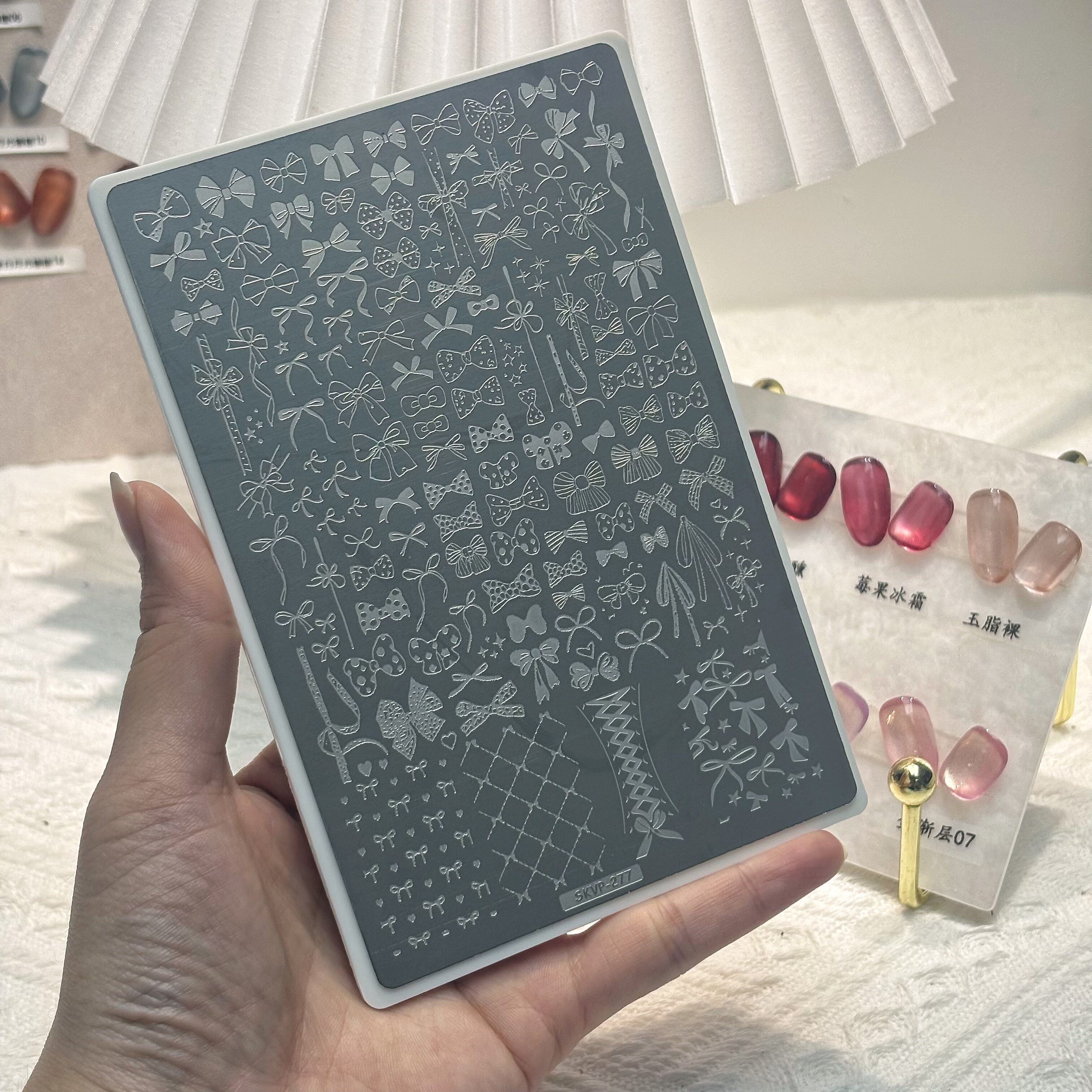 清仓瑕疵版印花转印专用钢板模板可爱蝴蝶结KT猫指甲图案美甲转印