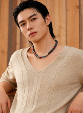 轻奢小众民族风彩色玻璃串珠锁骨