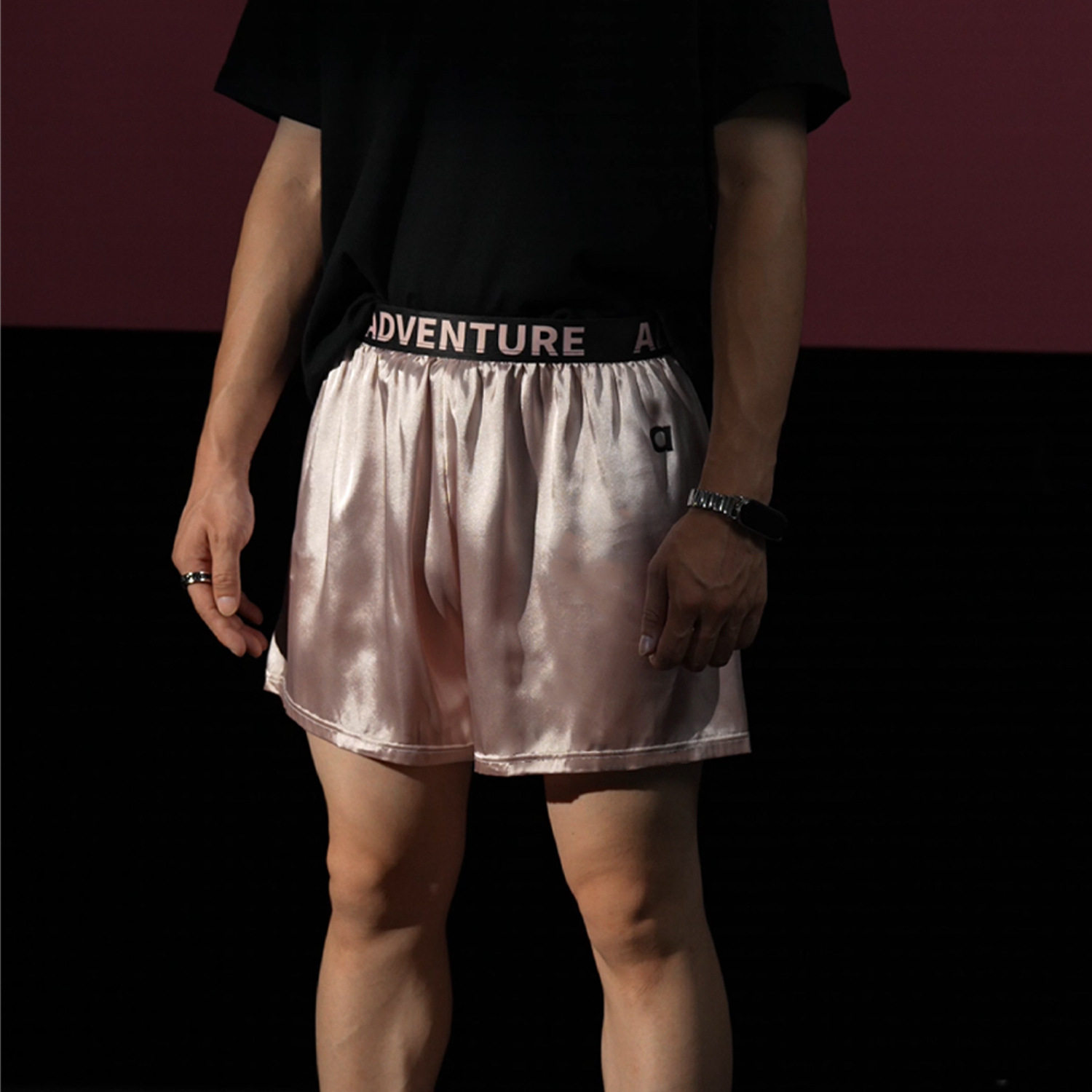 男士阿罗裤闪亮宽松平角裤大码居家休闲四角短裤可外穿睡裤内裤潮