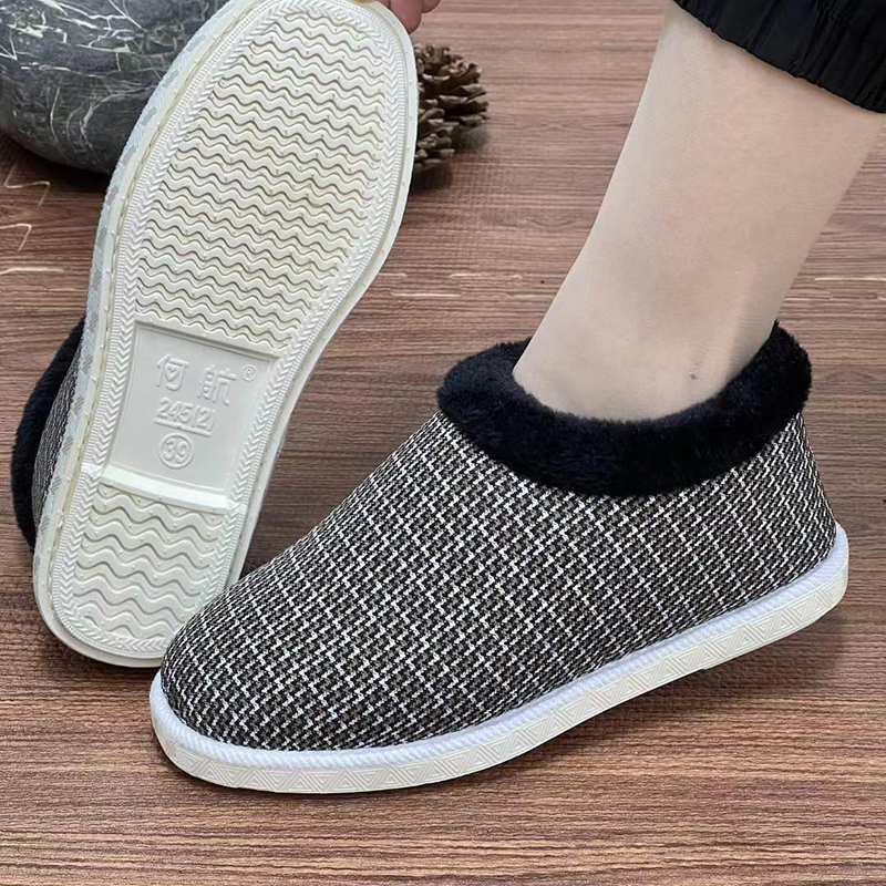 何航保暖防滑加绒加厚手工棉鞋