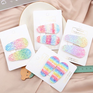 韩版新款条纹亮片BB夹儿童时尚刘海夹女宝碎发夹子顶夹侧边夹发饰