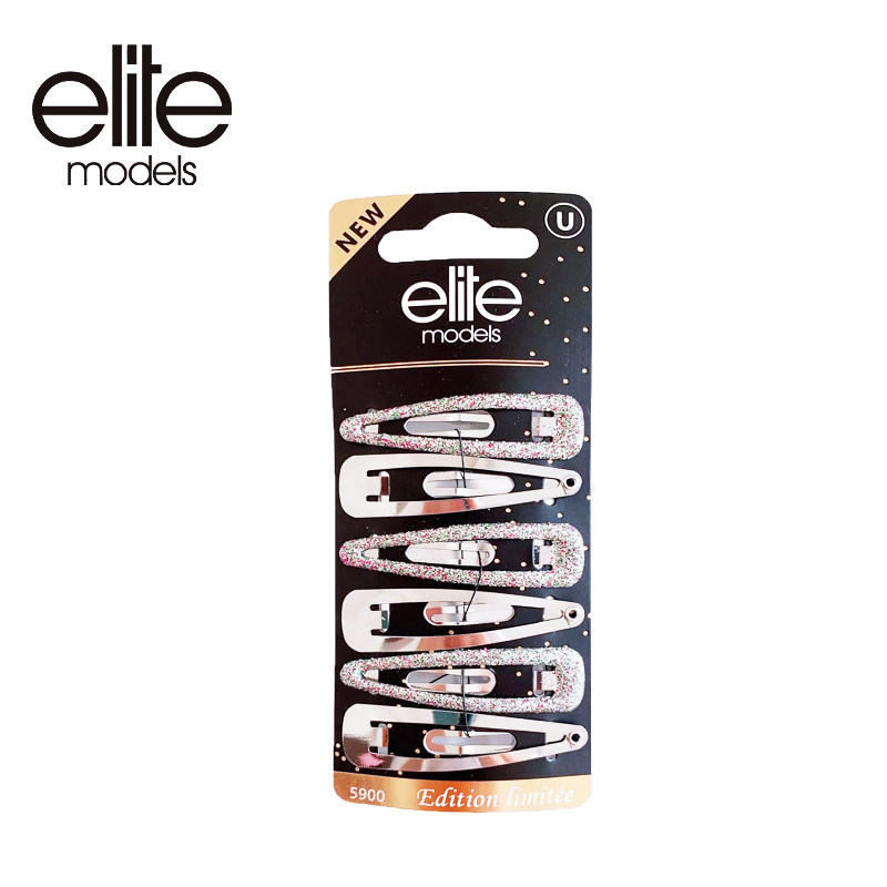 法国elite正品女时尚雨滴豪银闪亮侧边夹顶夹 刘海夹发夹成人发饰