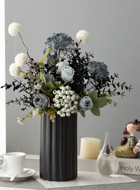 北欧轻奢高端仿真花假花高级感雾灰色客厅餐桌玄关电视柜摆件装饰