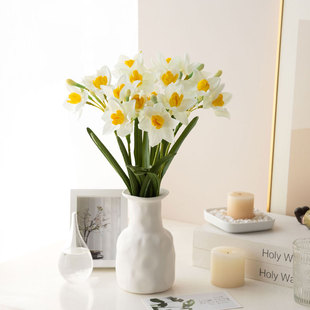 北欧小清新水仙花束假花仿真花客厅摆件餐桌花绢花塑料花室内摆设