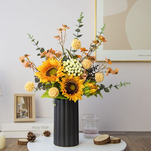 向日葵仿真花假花高档花拍照摆件