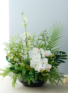 已陌北欧高级感仿真花假绿植客厅餐桌岛台样板间前台装饰摆件盆栽