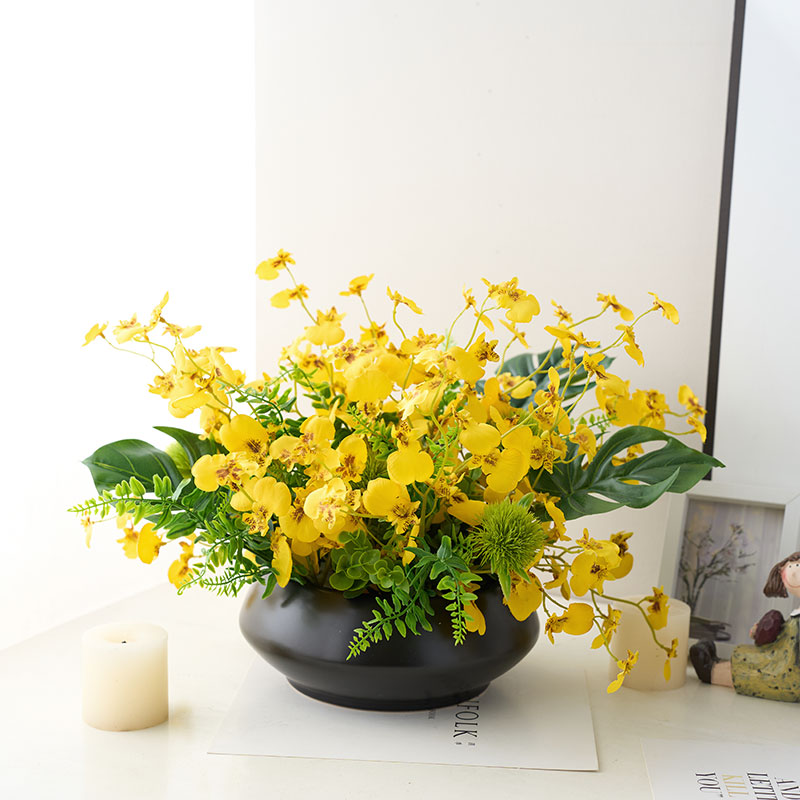 北欧仿真花假绿植高级感轻奢跳舞兰客厅餐桌电视柜装饰摆件小盆栽