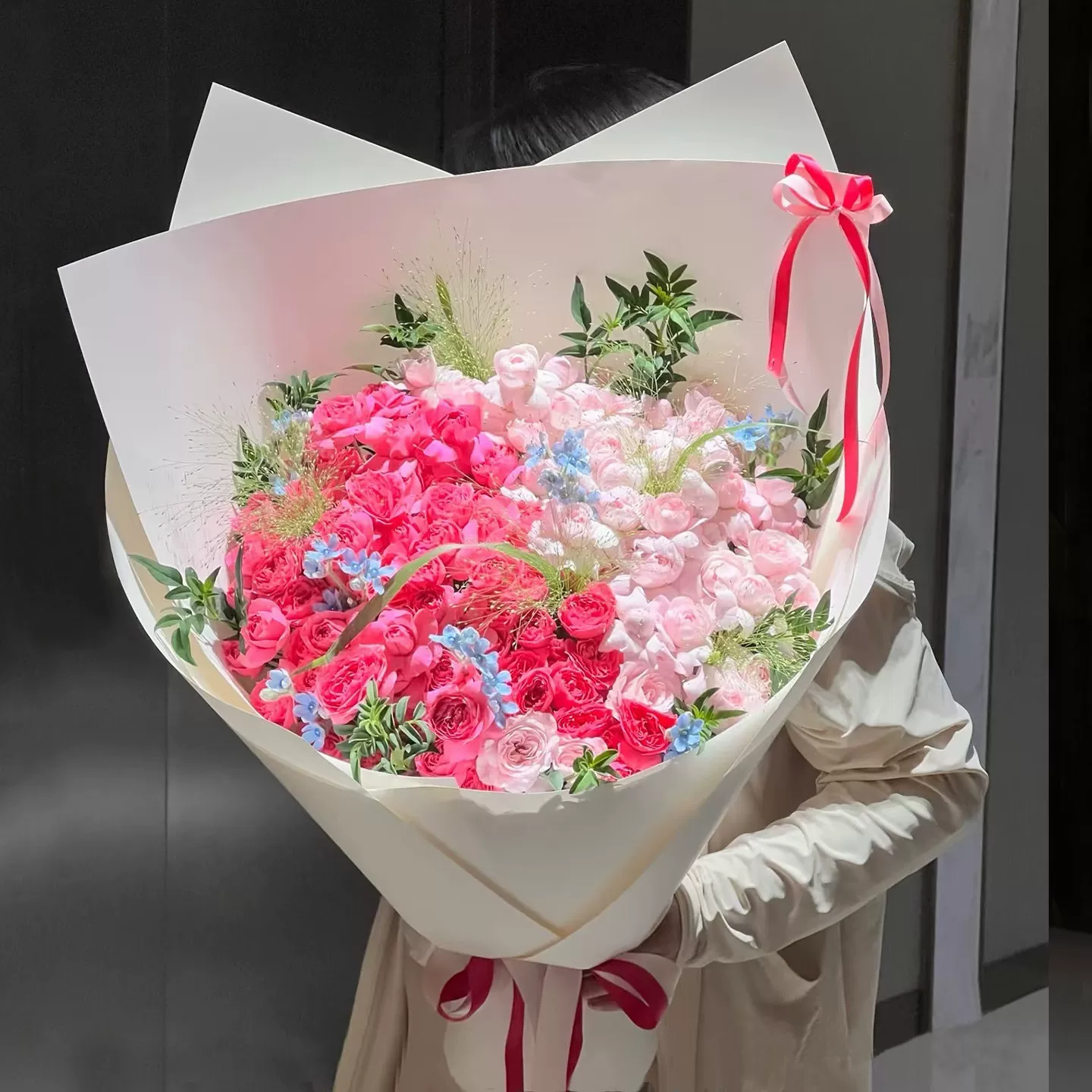 仙子之吻红蕾丝玫瑰鲜花束全国同城配送生日送女友速递闪购小时达