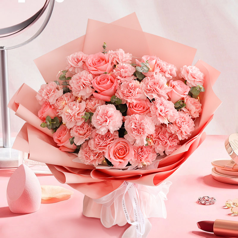 康乃馨百合花束送妈妈长辈鲜花速递同城温州郑州成都全国配送花店