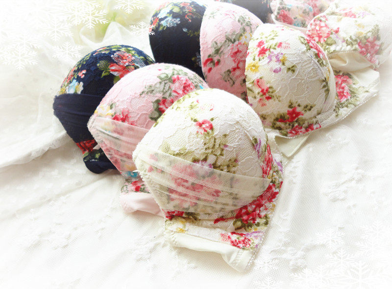 日本日系内衣套装甜美田园碎花聚拢上薄下厚模杯内衣裤套装女,女士内衣/男士内衣/家居服,文胸套装,淘宝优惠券,粉丝福利购,淘宝优惠卷