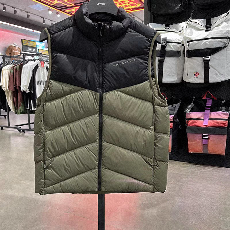 李宁羽绒马甲2024秋冬款健身系列男子时尚保暖运动羽绒服 AMRU101
