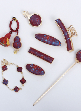 【栖物】钱小萍点翠凤冠非遗真丝宋锦发夹耳饰包挂古风新中式名家