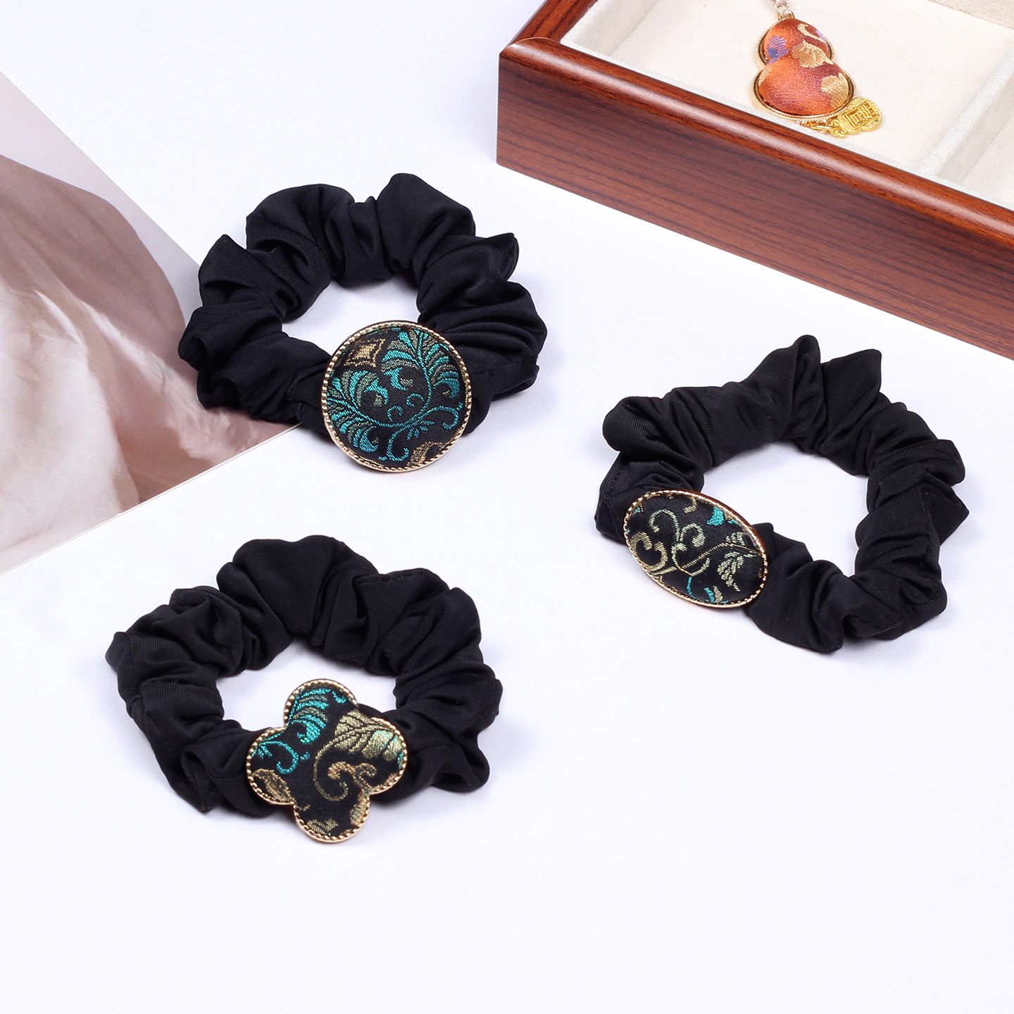 栖物新中式非遗真丝宋锦配饰发圈