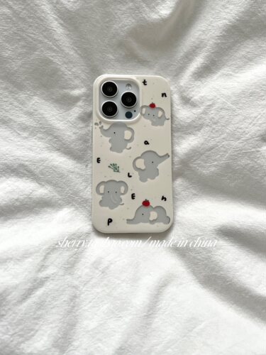 奶油黄泼墨镂空小象iPhone手机壳