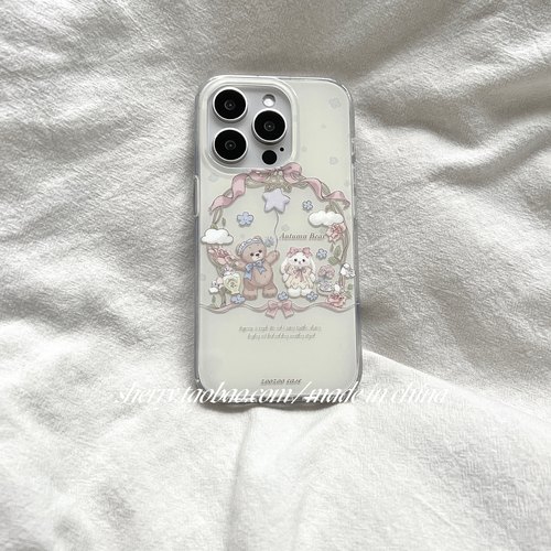 SHERRY奶油环形花边小熊手机壳