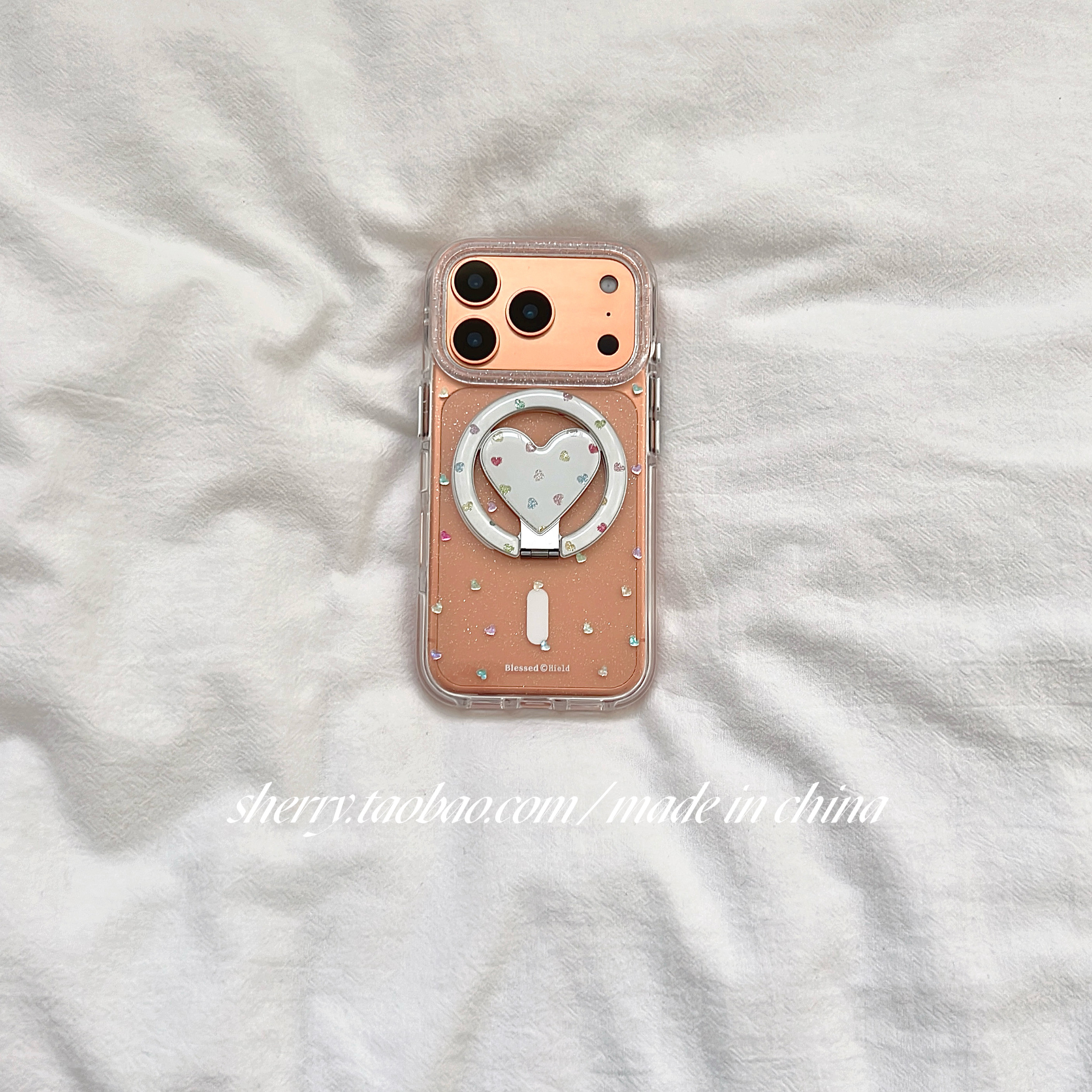 SHERRY*ins风高级感透明细闪彩色爱心磁吸适用于苹果17P
